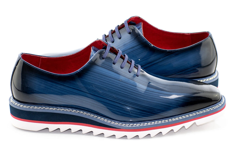 Cobalt Blue Leather Oxford Dress Sneaker