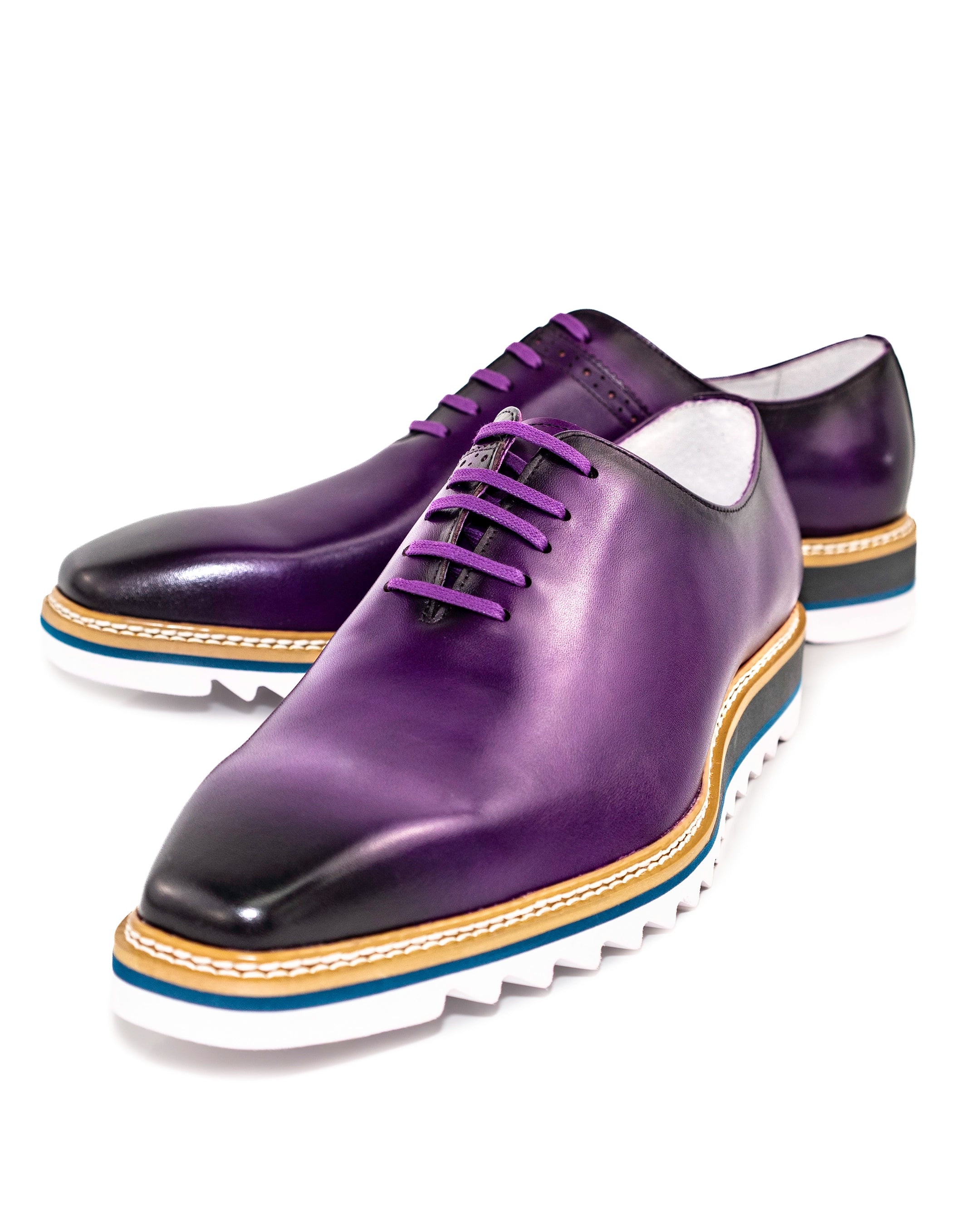 Purple Leather Oxford Dress Sneaker Shoes | Front View | Dolce Vesta