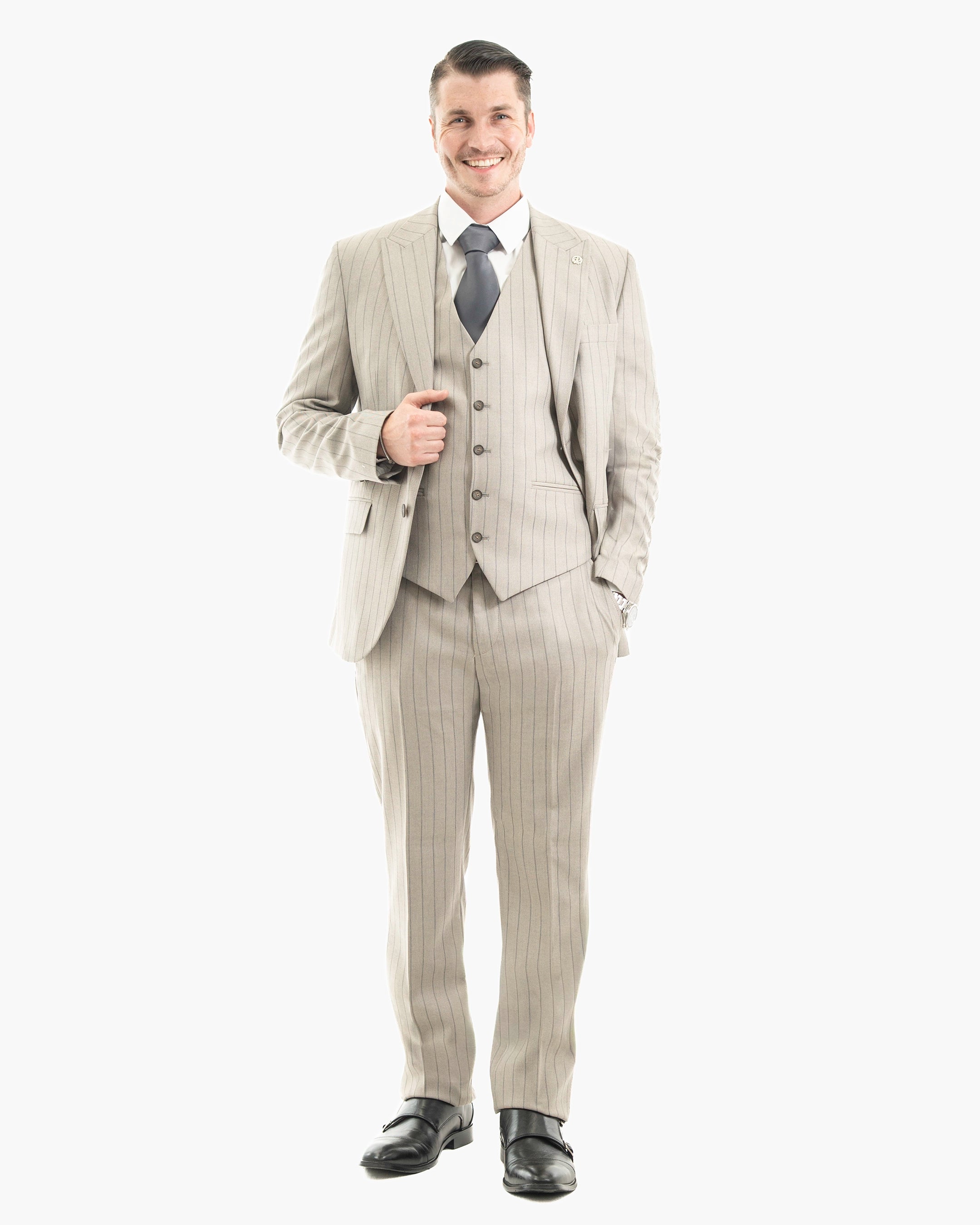Russell | Pinstriped 3-Piece Tailored-Fit Suit