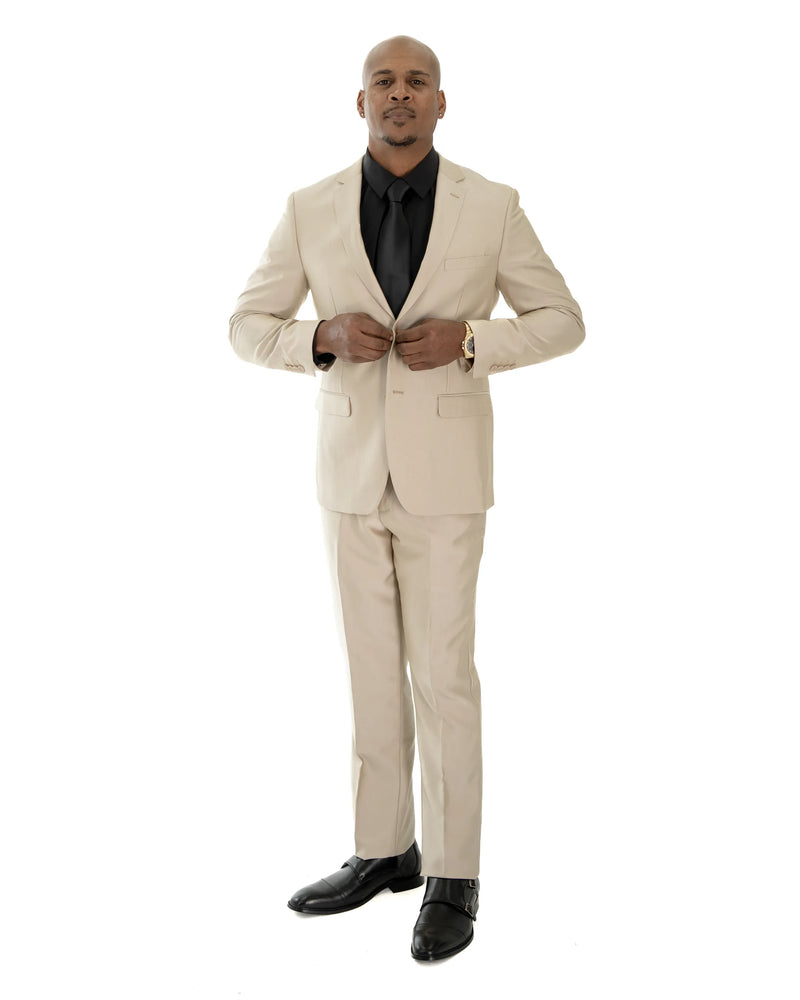 Champagne Sharkskin 2-Piece Slim-Fit Suit