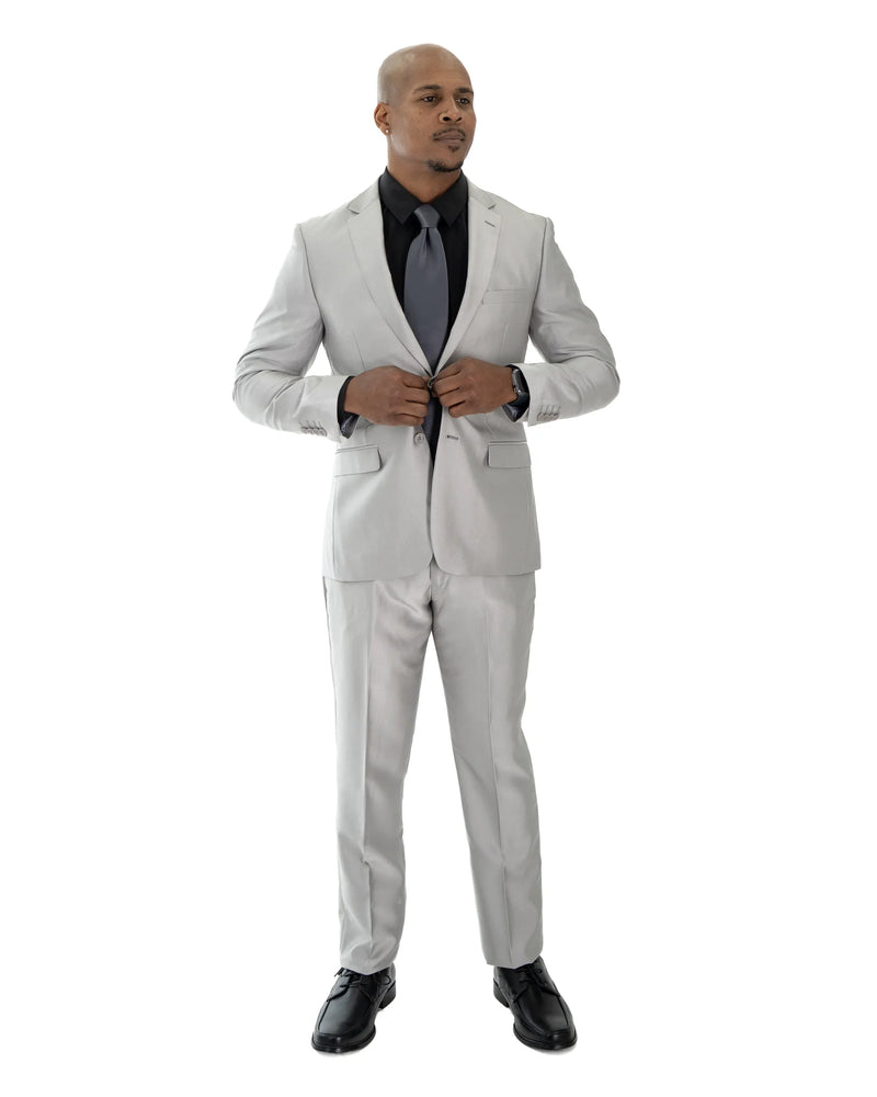 Silver Sharkskin 2-Piece Slim-Fit Suit