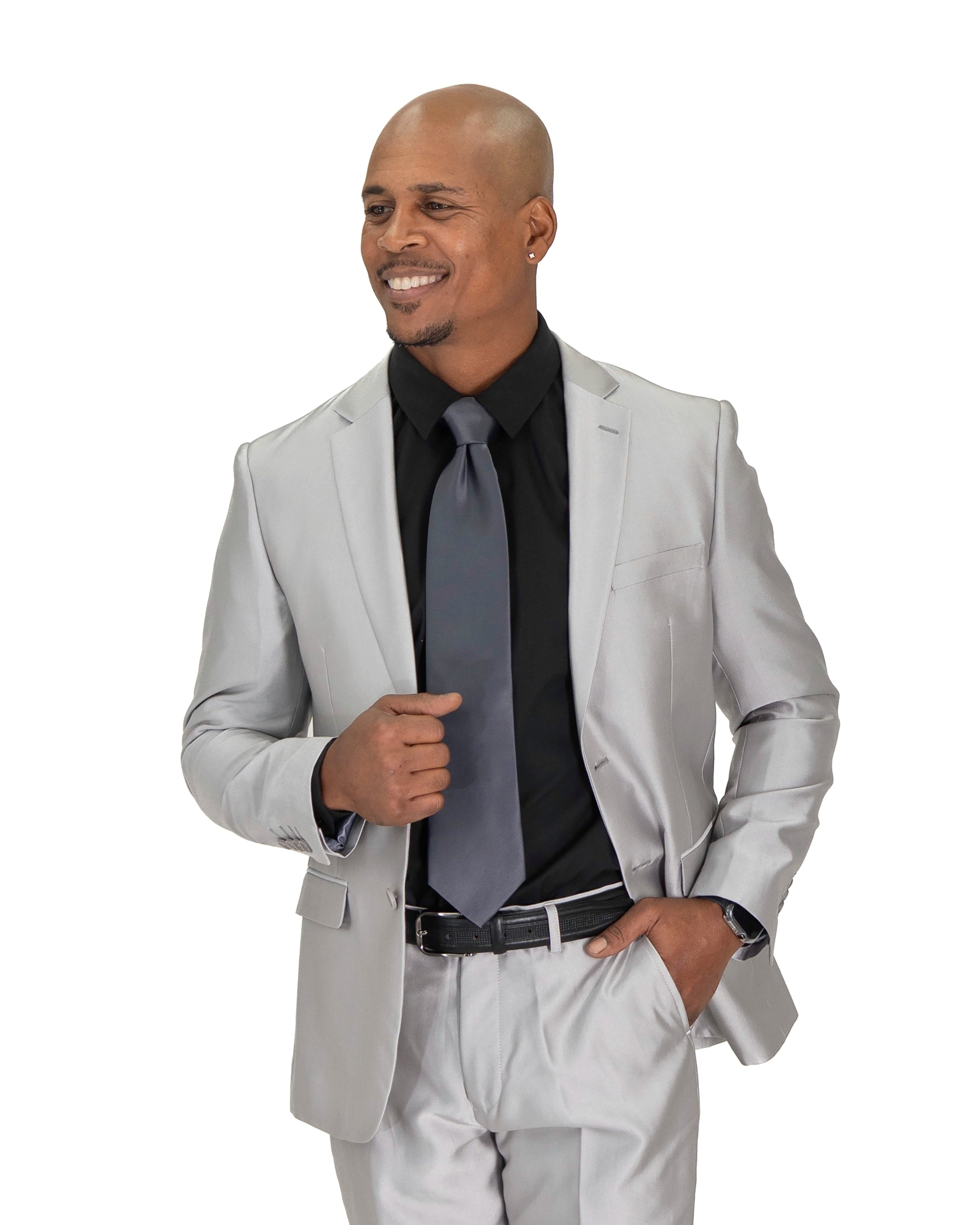 Silver Sharkskin 2-Piece Slim-Fit Suit