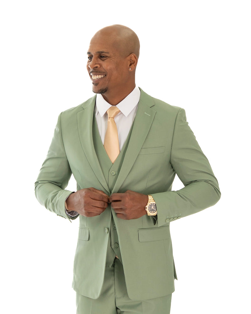 Sage 3-Piece Slim-Fit Wool-Blend Suit