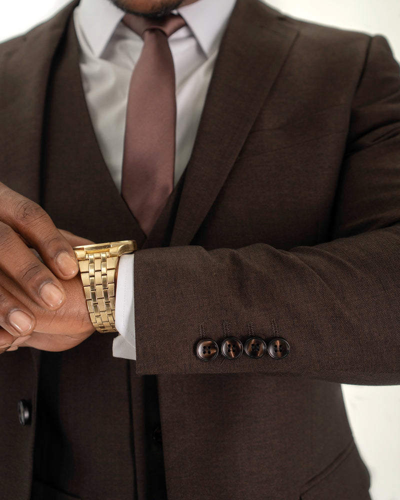 Brown 2-Piece Slim-Fit Wool-Blend Suit