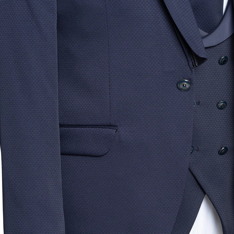 Navy Blue Ogee 3-Piece Slim-Fit Tuxedo