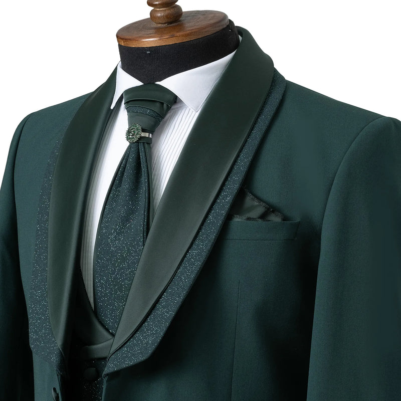 Duncan | Hunter Green 3-Piece Slim-Fit Tuxedo with Removable Shawl