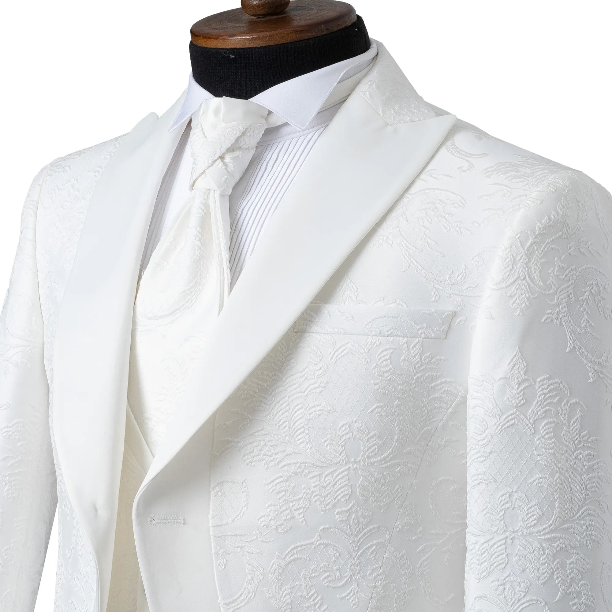 White Fleur-De-Lis 3-Piece Slim-Fit Tuxedo