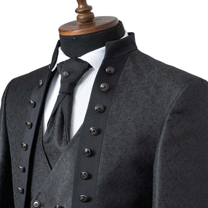Alistair | Black Damask 3-Piece Slim-Fit Western Tuxedo