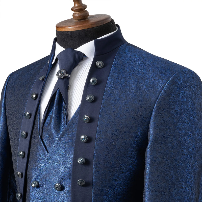 Alistair | Royal Blue Damask 3-Piece Slim-Fit Western Tuxedo