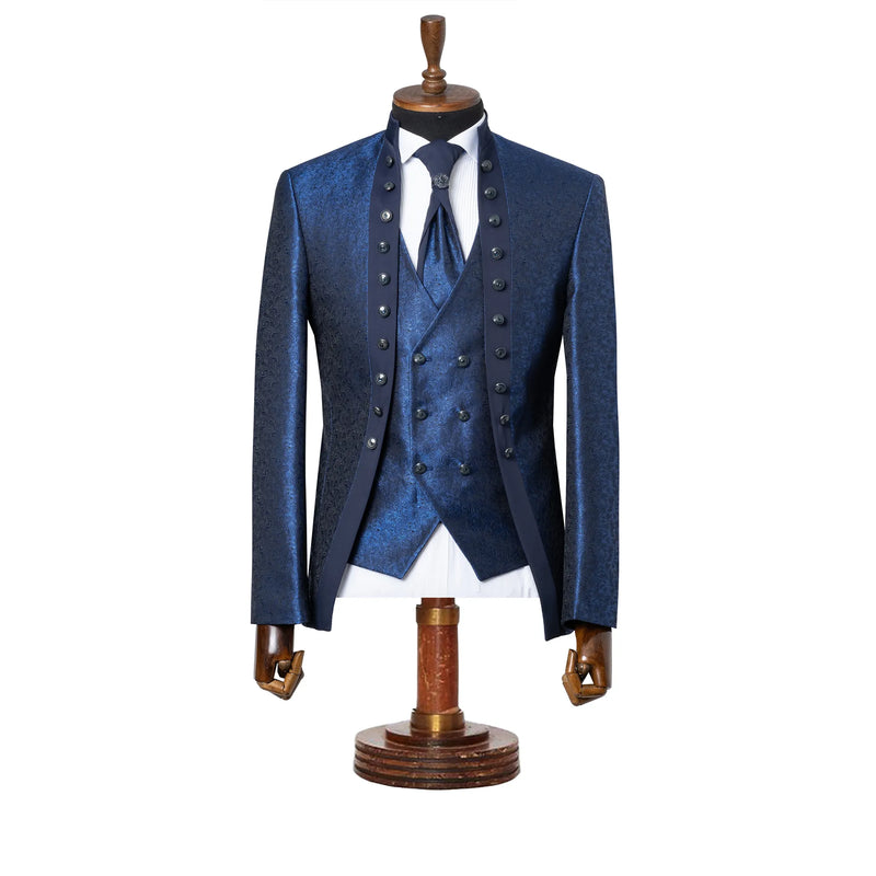 Alistair | Royal Blue Damask 3-Piece Slim-Fit Western Tuxedo