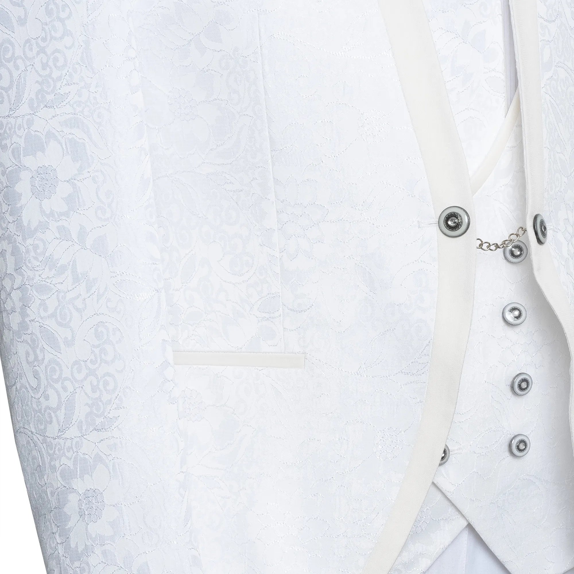 Alistair | White Floral Damask 3-Piece Slim-Fit Western Tuxedo