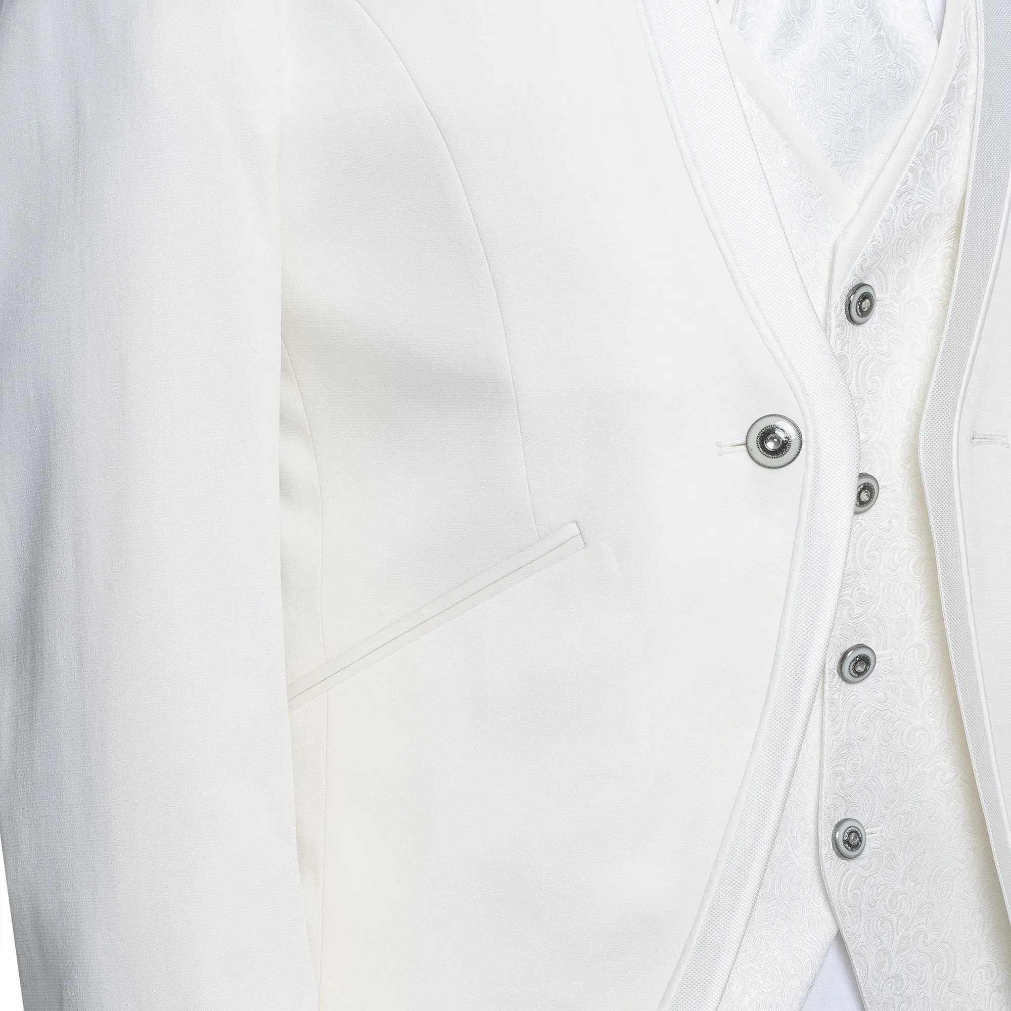Alistair | White 3-Piece Slim-Fit Western Tuxedo with Paisley Vest