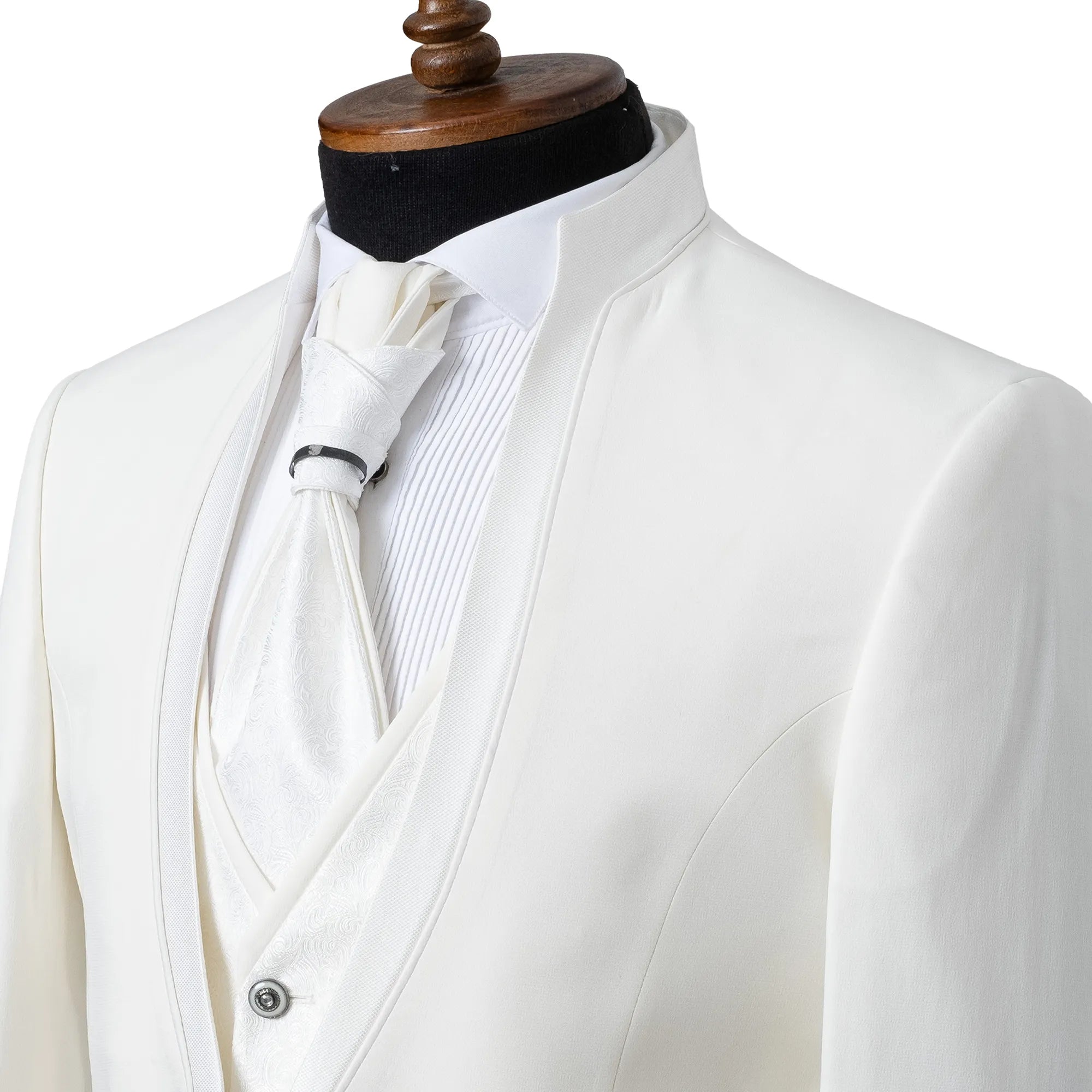 Alistair | White 3-Piece Slim-Fit Western Tuxedo with Paisley Vest