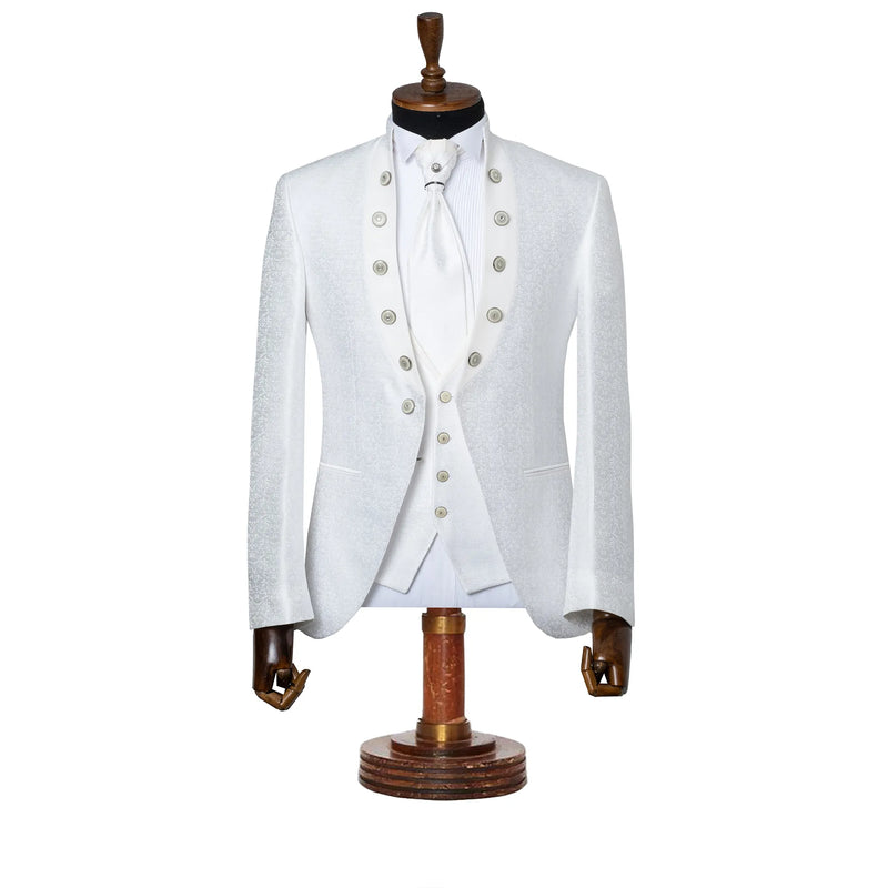 Alistair | White Baroque  3-Piece Slim-Fit Western Tuxedo
