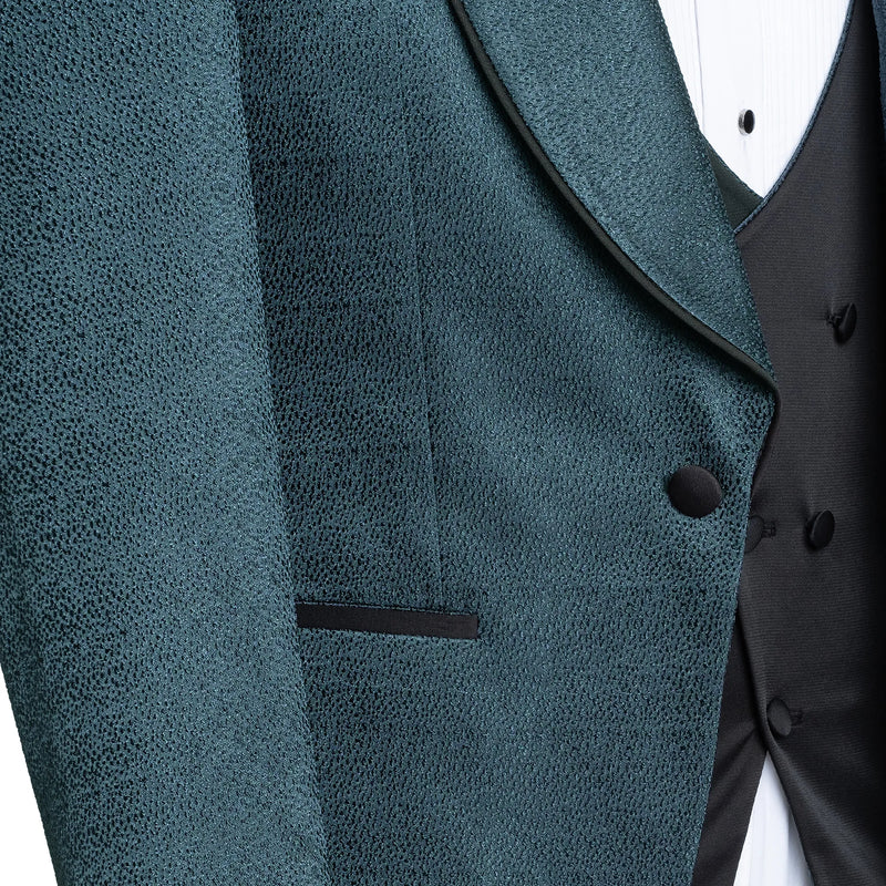 Teal Pebbled 3-Piece Slim-Fit Tuxedo
