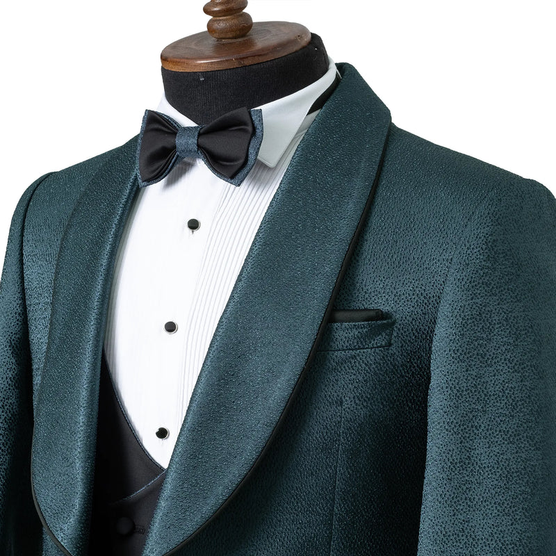 Teal Pebbled 3-Piece Slim-Fit Tuxedo