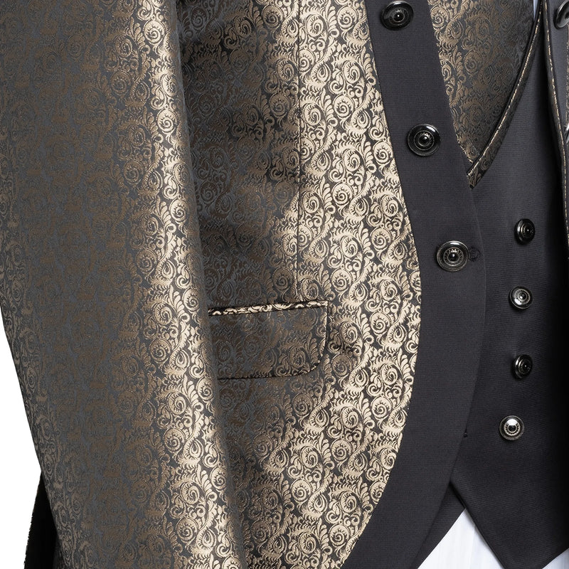 Alistair | Black Filigree 3-Piece Slim-Fit Western Tuxedo