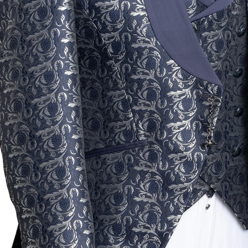 Alistair | Navy Blue Filigree 3-Piece Slim-Fit Western Tuxedo