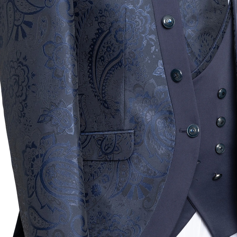 Alistair | Navy Paisley 3-Piece Slim-Fit Western Tuxedo