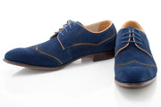 Navy Suede Wingtip Lace-Ups