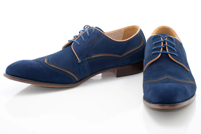 Navy Suede Wingtip Lace-Ups