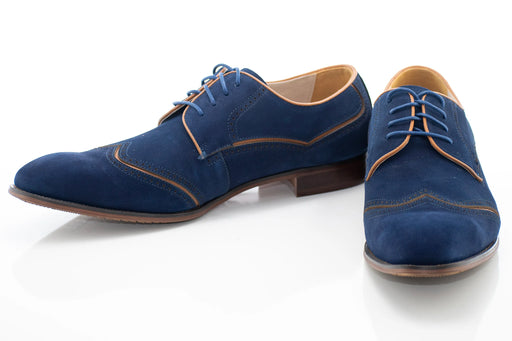 Navy Suede Wingtip Lace-Ups