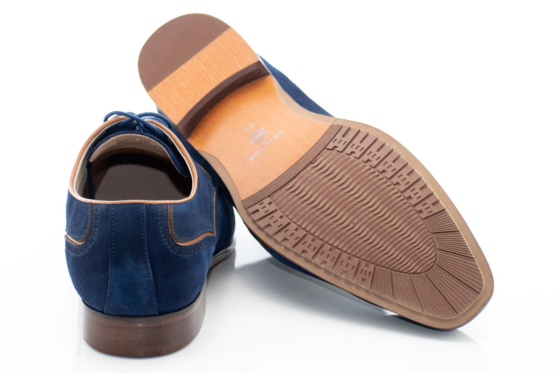 Navy Suede Wingtip Lace-Ups