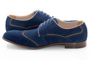 Navy Suede Wingtip Lace-Ups