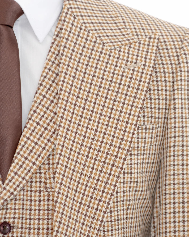 Tan Gun Club Check 3-Piece Slim-Fit Suit