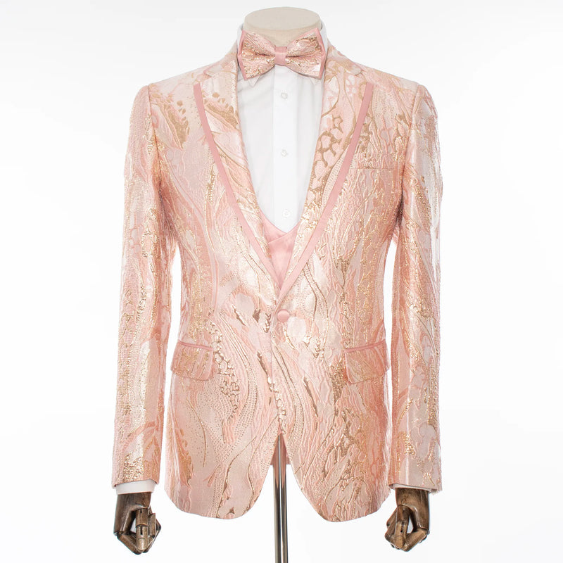 Pink Marbled 3-Piece Tailored-Fit Tuxedo