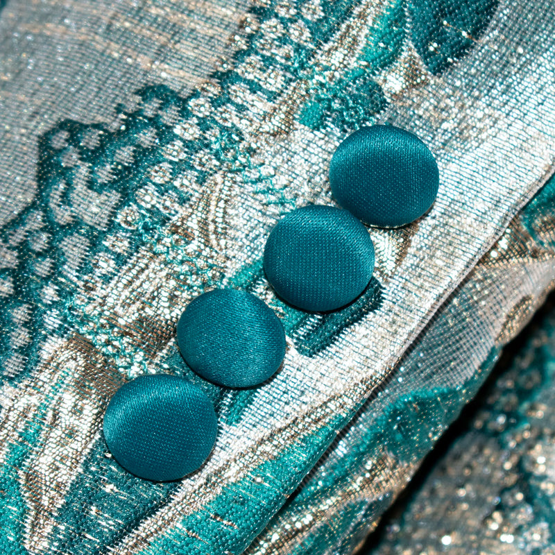 Turquoise Marbled 3-Piece Tailored-Fit Tuxedo