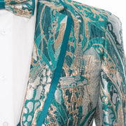 Turquoise Marbled 3-Piece Tailored-Fit Tuxedo