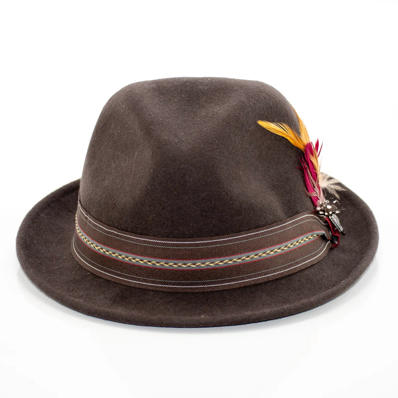 Chocolate Brown Wool Felt Fedora with 2" Brim