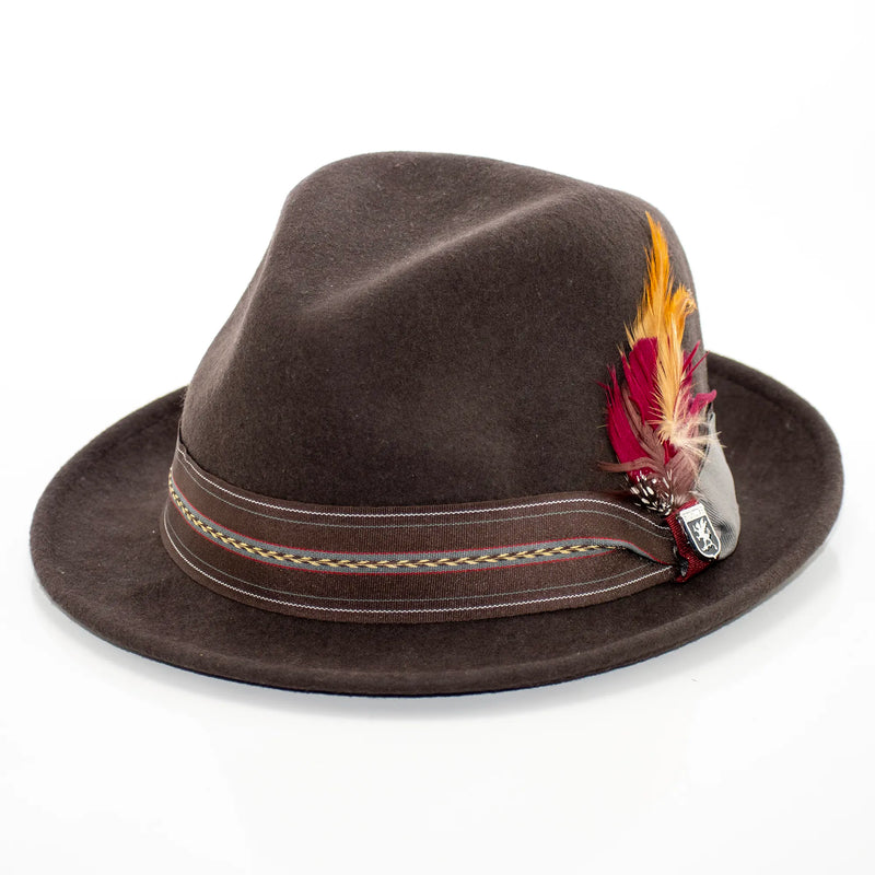 Chocolate Brown Wool Felt Fedora with 2" Brim