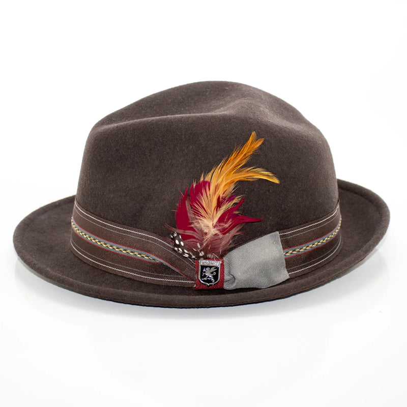 Chocolate Brown Wool Felt Fedora with 2" Brim