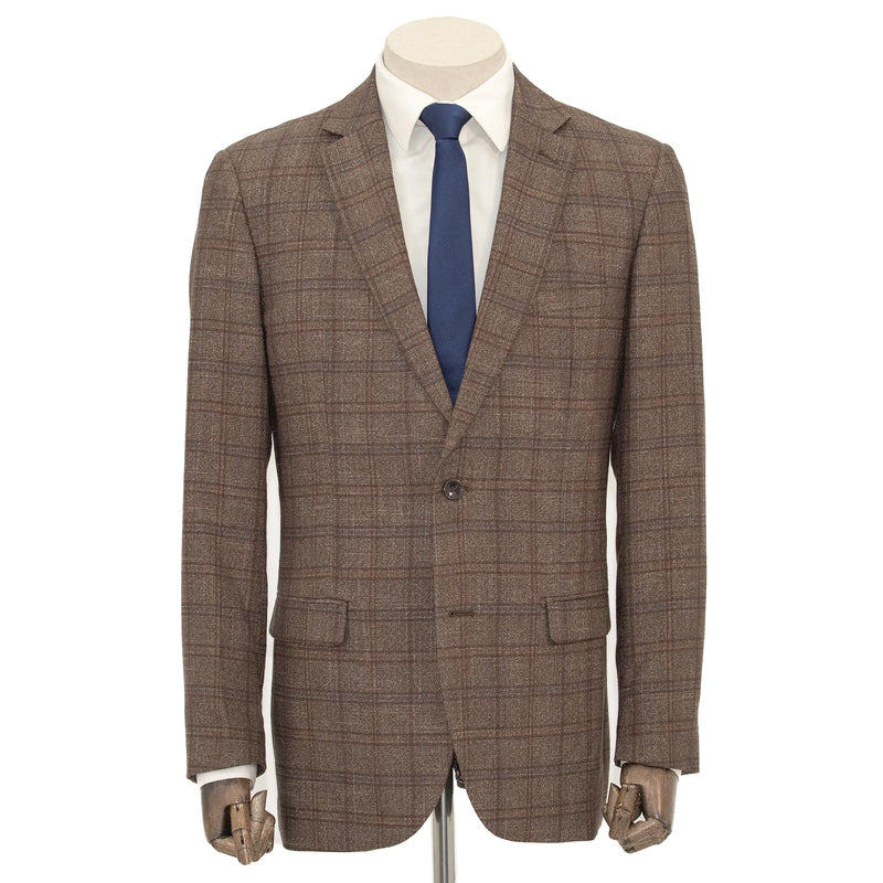 Brown Plaid 2-Piece Modern-Fit Suit