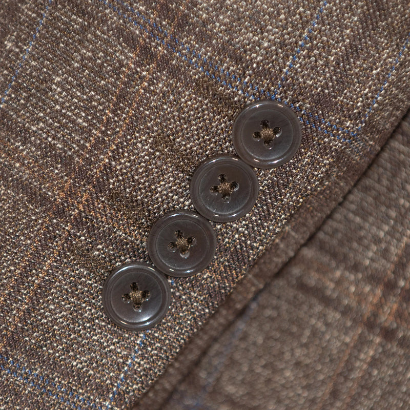 Brown Plaid 2-Piece Modern-Fit Suit