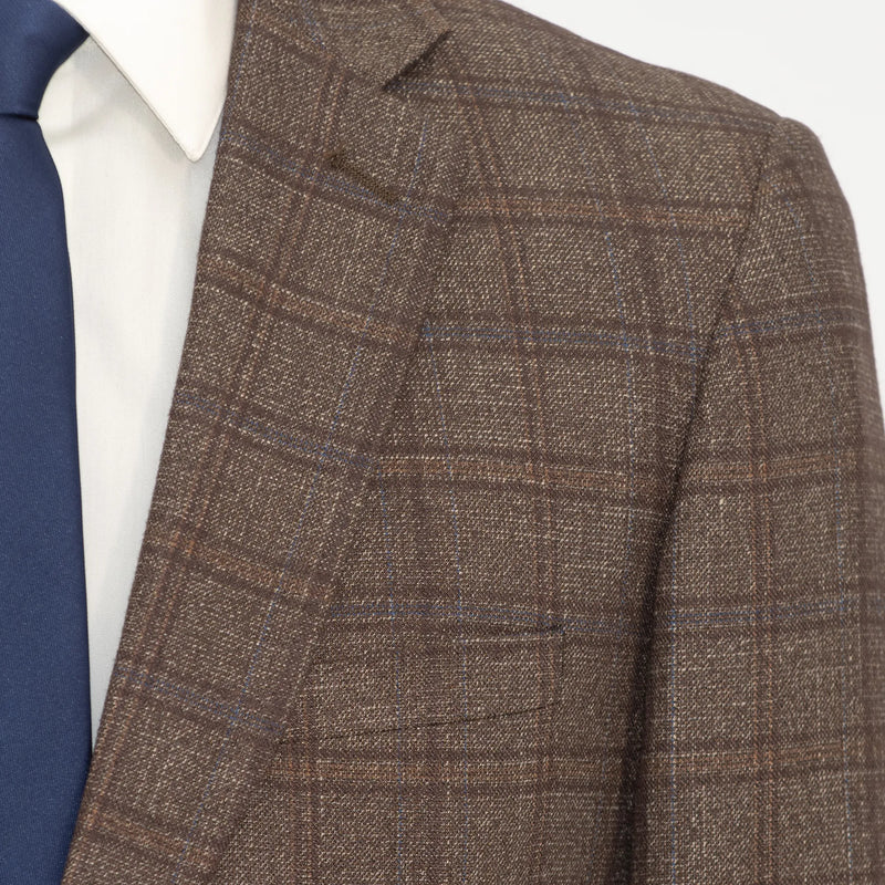 Brown Plaid 2-Piece Modern-Fit Suit
