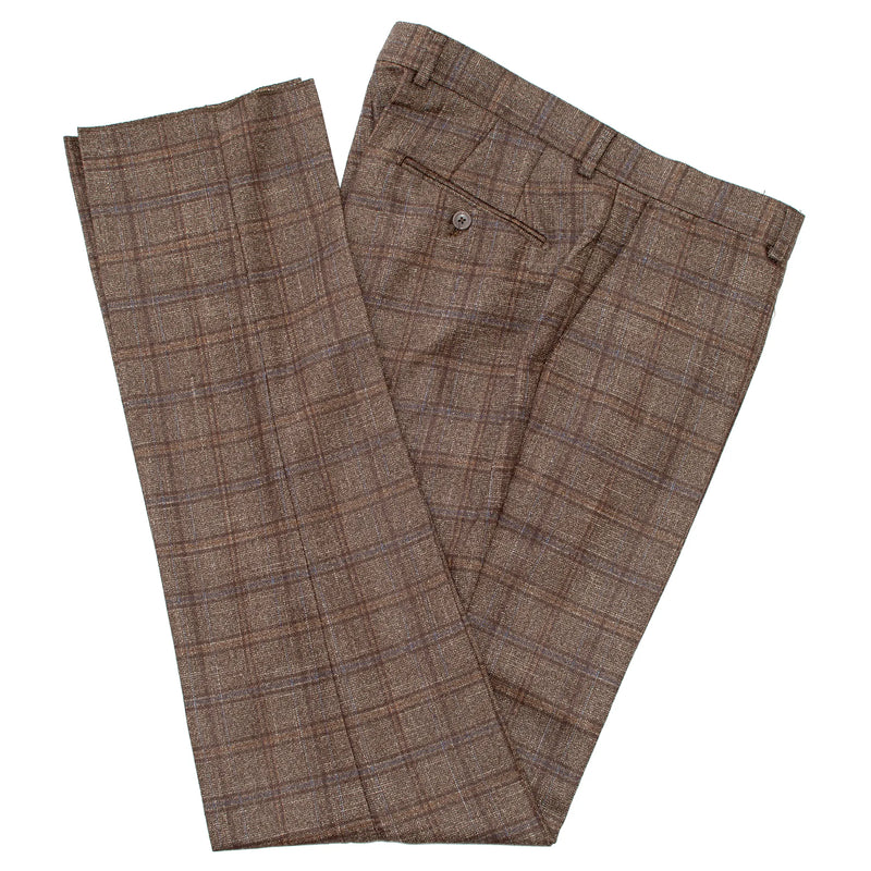 Brown Plaid 2-Piece Modern-Fit Suit
