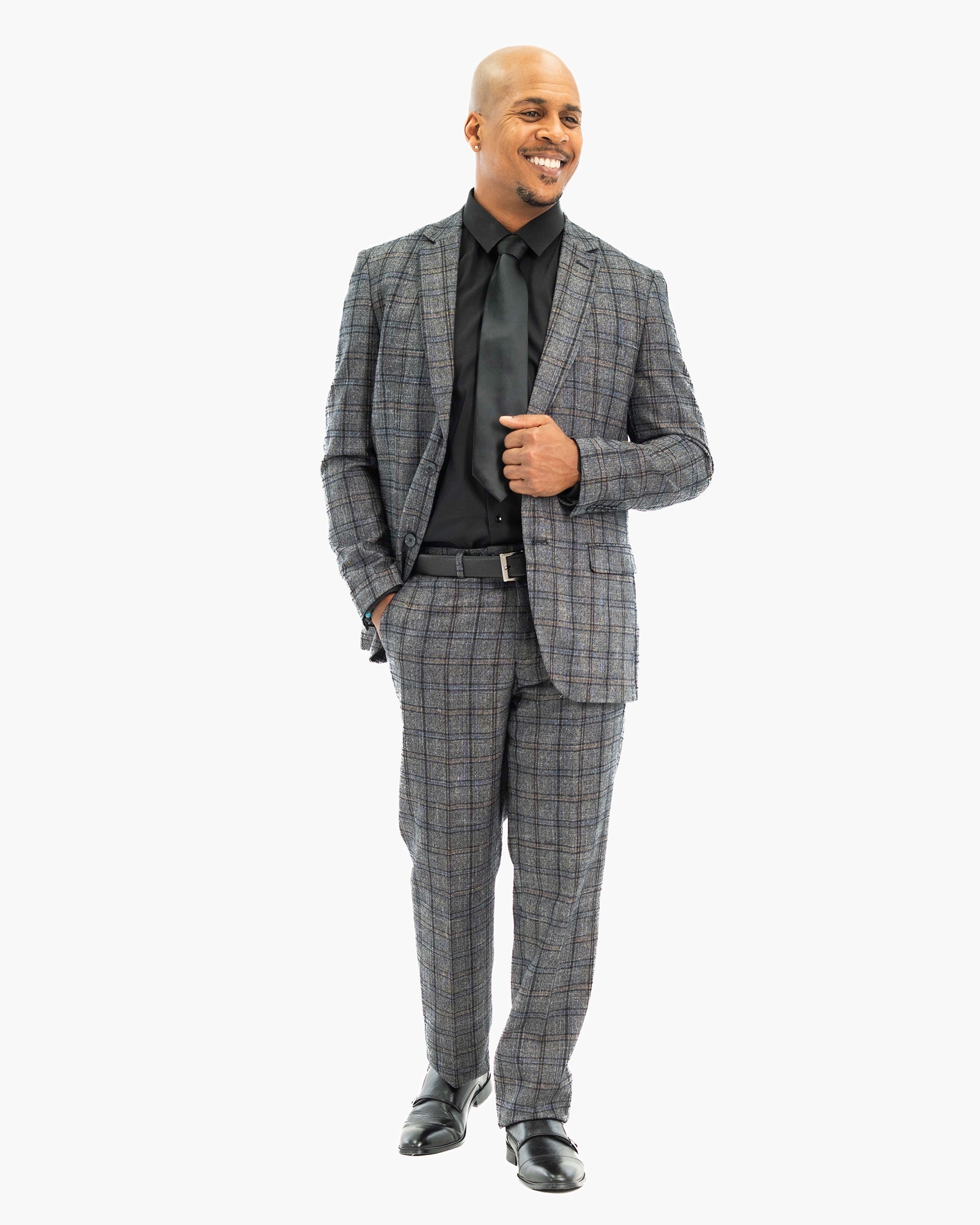 Charcoal Plaid 2-Piece Modern-Fit Suit