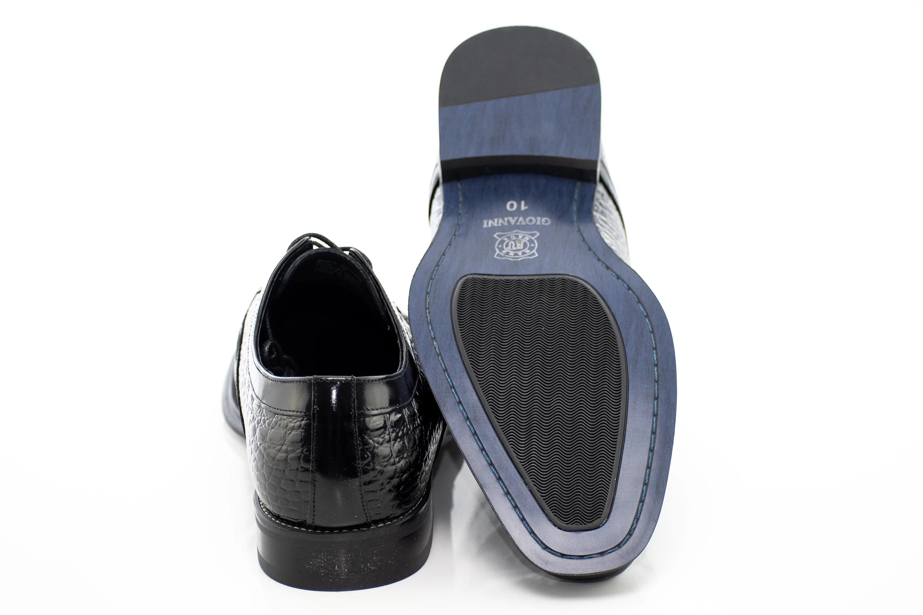Crocodile Textured Leather Lace-Up Wingtip