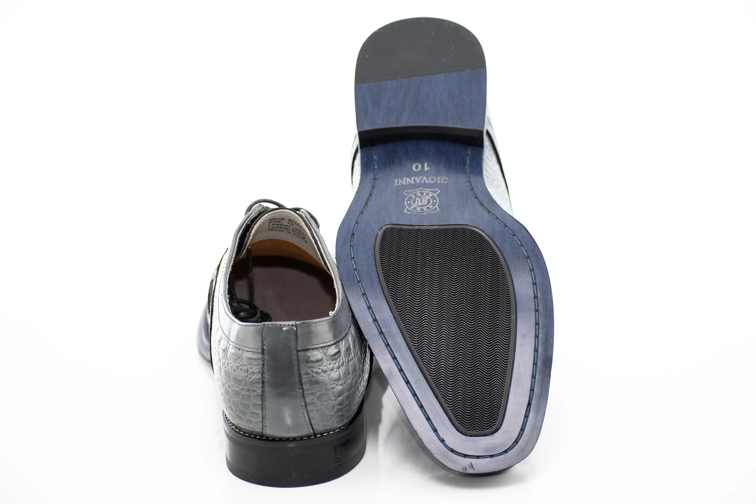 Crocodile Textured Leather Lace-Up Wingtip