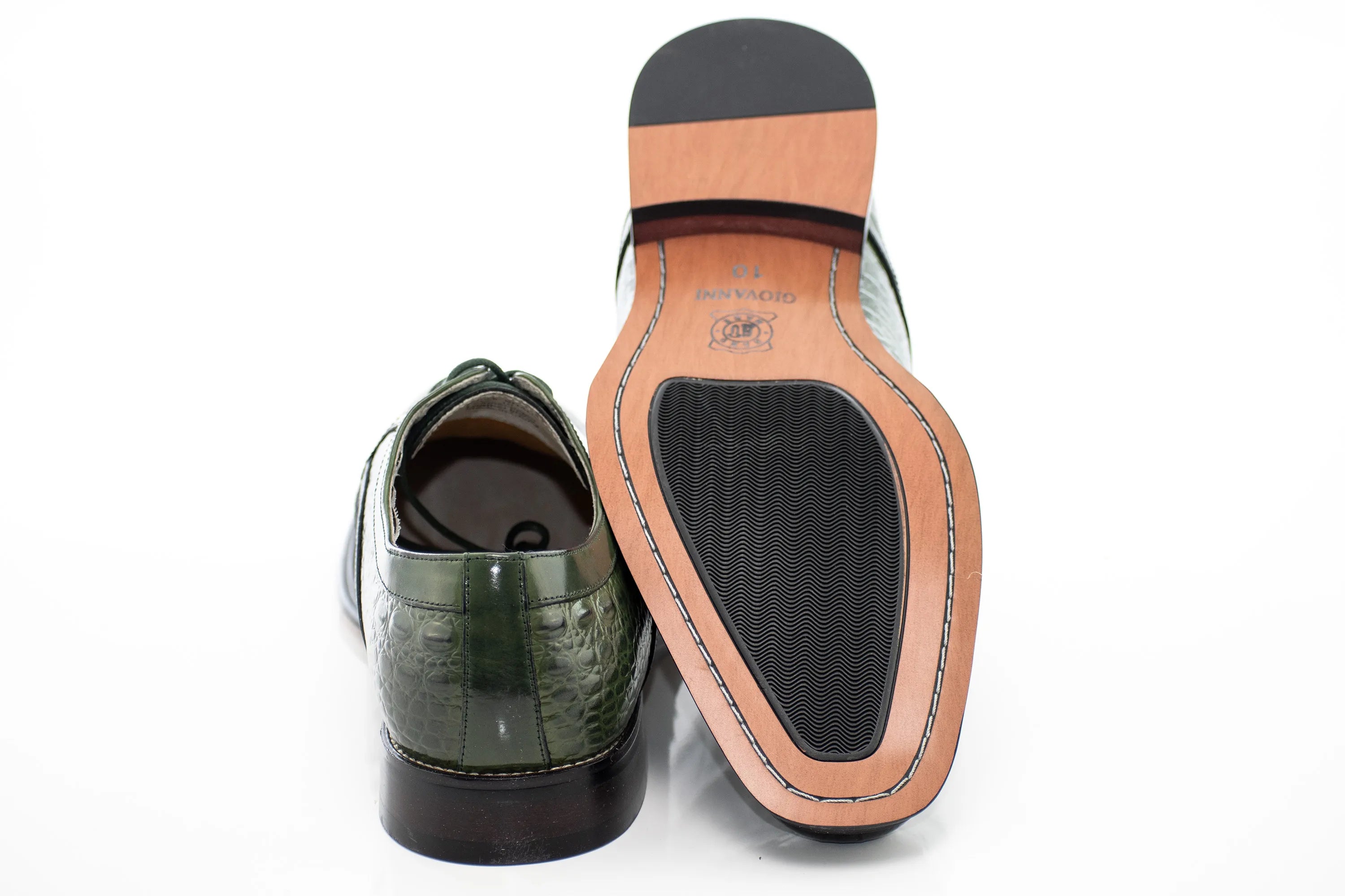 Crocodile Textured Leather Lace-Up Wingtip