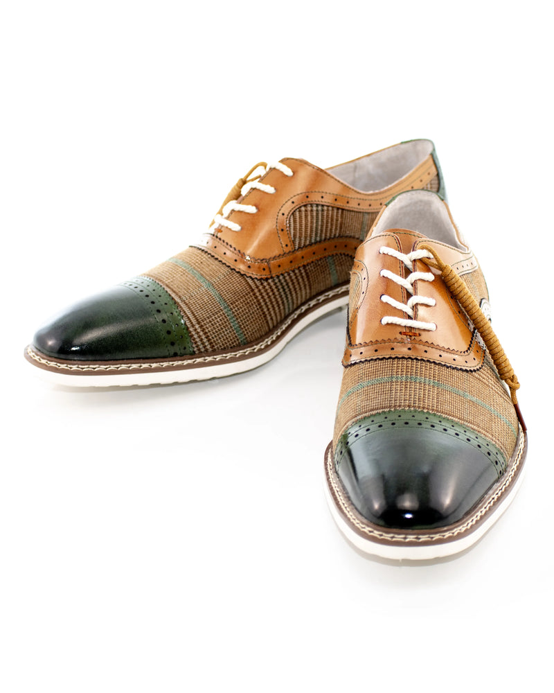 Glen Check Cap-Toe Dress Shoe