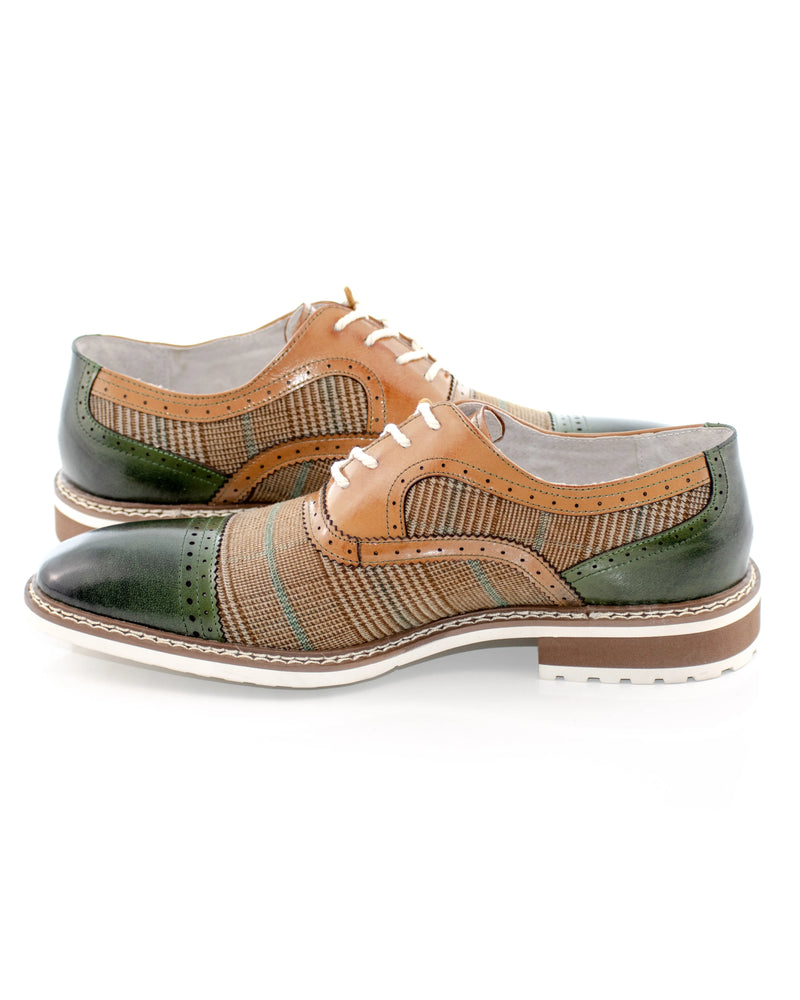 Glen Check Cap-Toe Dress Shoe