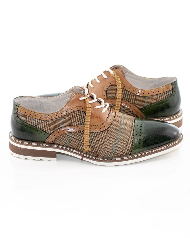 Glen Check Cap-Toe Dress Shoe