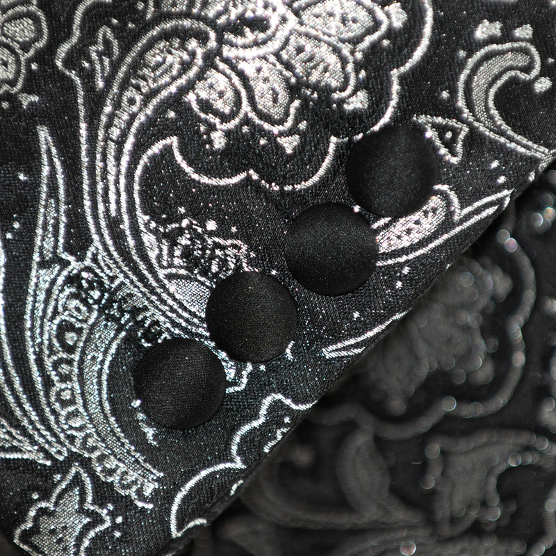Black with Silver Flora Tailored-Fit Tuxedo Jacket
