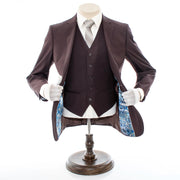 Men's Brown 3-Piece Slim-Fit Suit