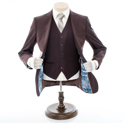 Men's Brown 3-Piece Slim-Fit Suit