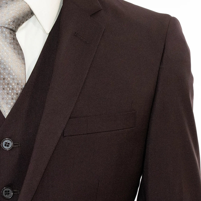 Men's Brown 3-Piece Slim-Fit Suit